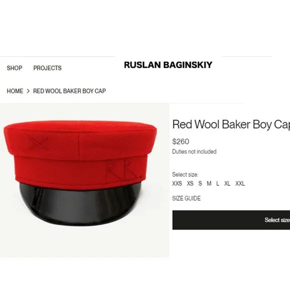 𝐑𝐔𝐒𝐋𝐀𝐍 𝐁𝐀𝐆𝐈𝐍𝐒𝐊𝐈𝐘 Red Wool Baker Boy Cap NEW WITH TAGS!! - Picture 7 of 16